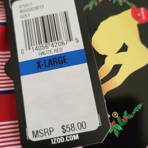 NWT IZOD Men's Performance Polo Short Sleeve Golf Shirt Haute Red Sz L - Picture 5 of 15